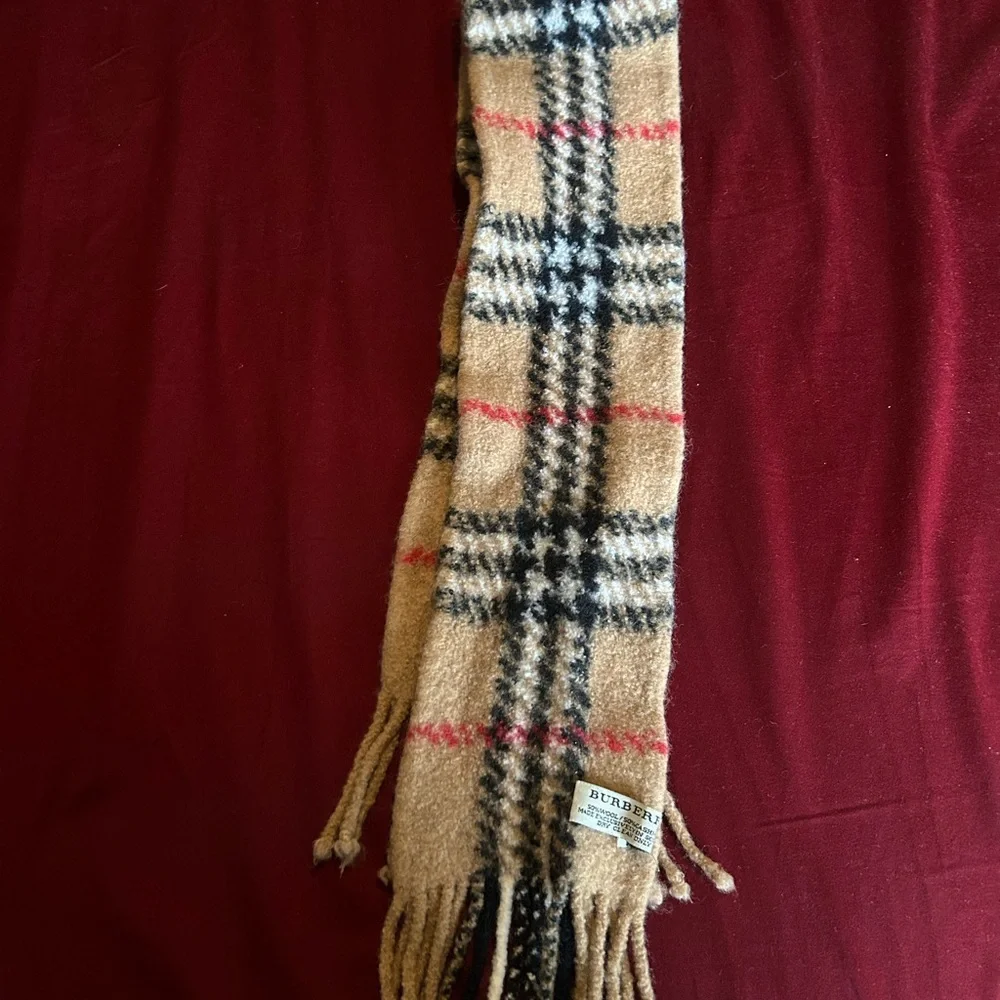 Burberry Tan and Black Checkered Scarf